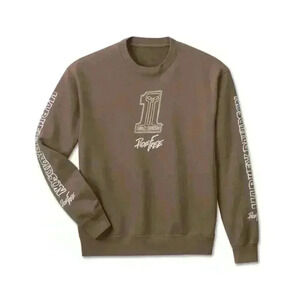 Harley Davidson Willie G #1 Skull Sketch Crewneck Sweatshirt Dark Grey Sz M New